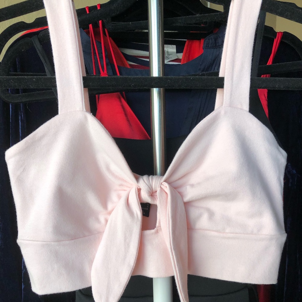 Light pink bow tie crop top